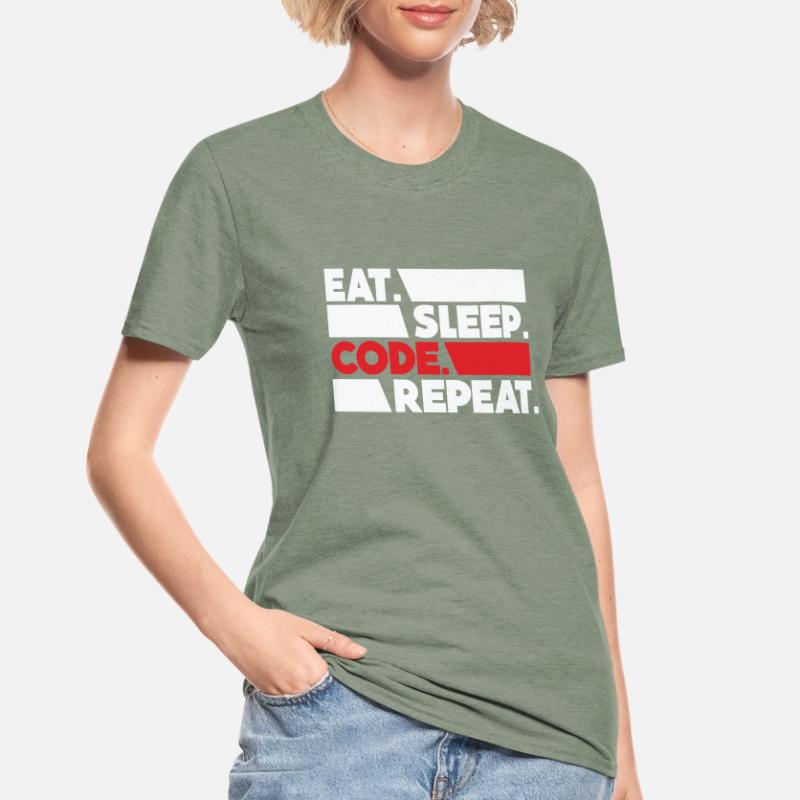 Eat Sleep Code Repeat Programmer Devloper Unisex Polycotton T-Shirt