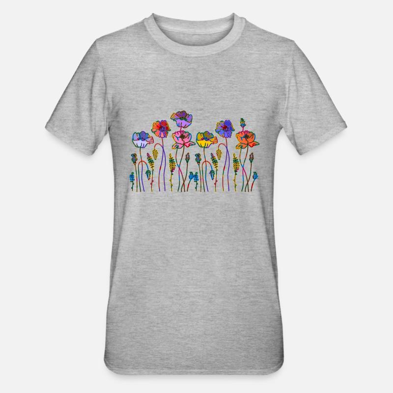 Fleur - T-shirt polycoton Unisexe - gris chiné
