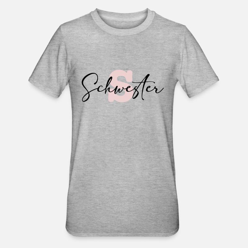 schwester - Unisex Polycotton T-Shirt - Grau meliert