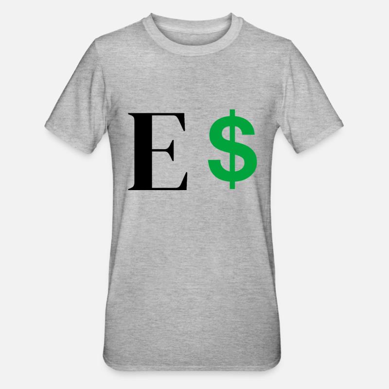 Buchstabe E Dollar - Unisex Polycotton T-Shirt - Grau meliert