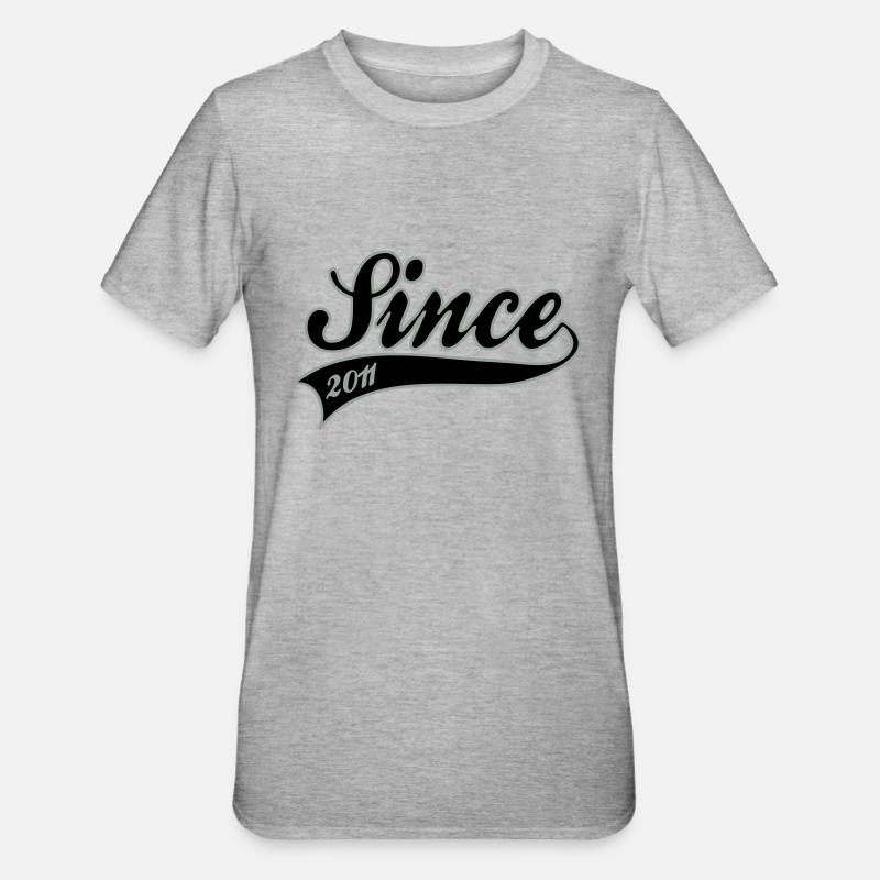 anniversaire - Since 2011 - T-shirt polycoton Unisexe - gris chiné