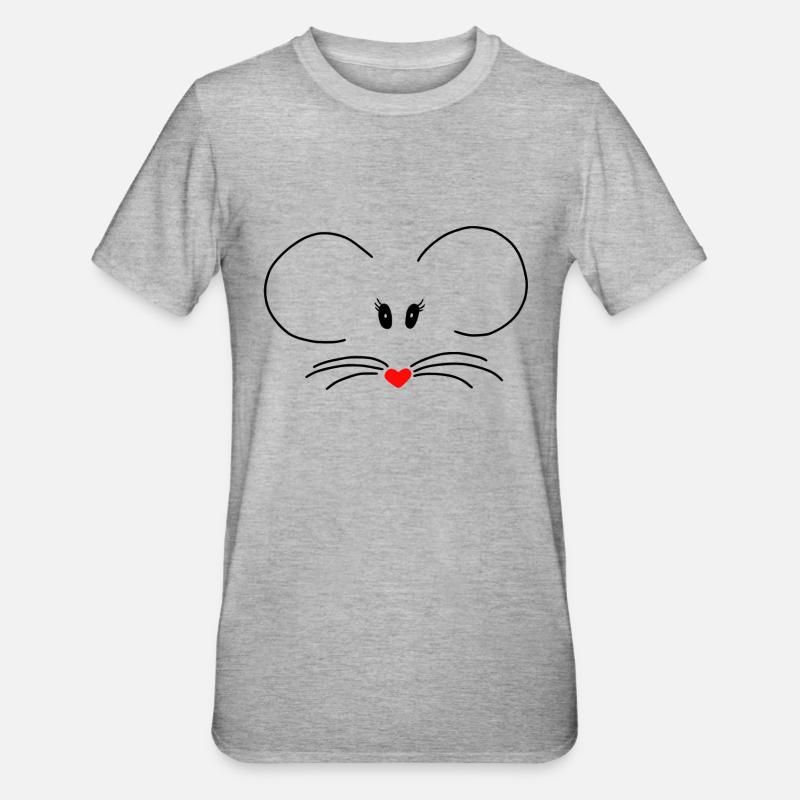 Topo con naso cuore rosso. dolce - Maglietta unisex, mix cotone e poliestere - grigio melange