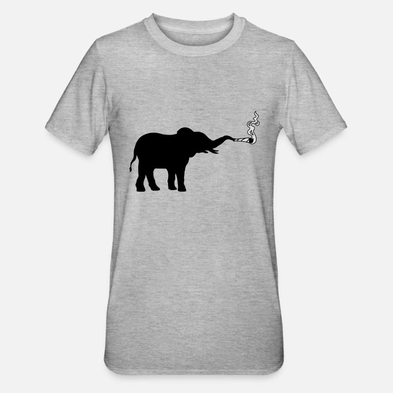 Kiffender Elefant Joint Weed - Unisex Polycotton T-Shirt - Grau meliert