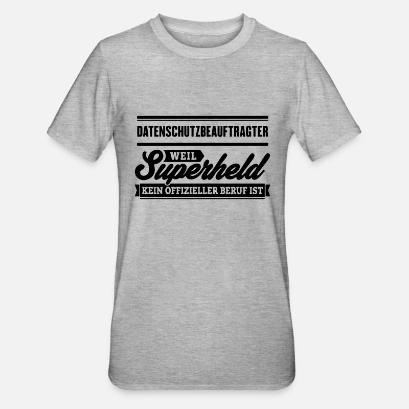 Superheld Datenschutzbeauftragter - Unisex Polycotton T-Shirt - Grau meliert