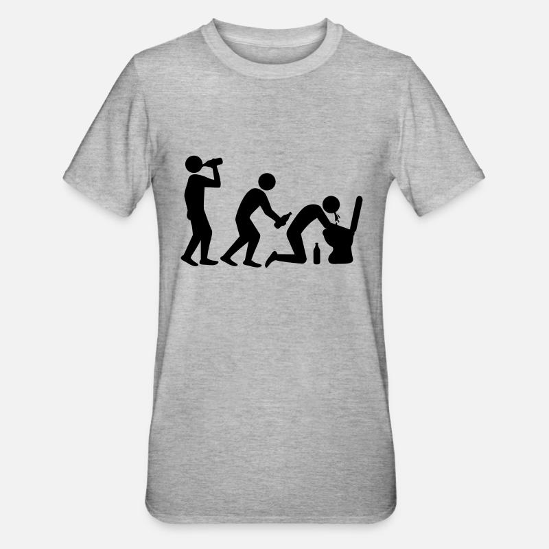 Drunken Evolution - Unisex Polycotton T-Shirt - Grau meliert