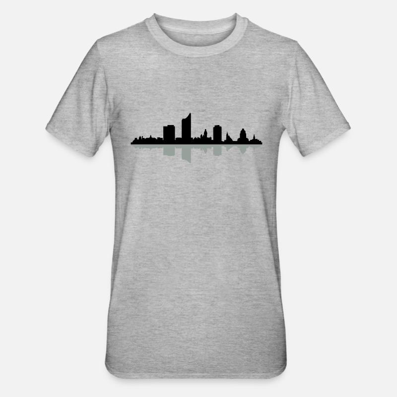 Skyline Leipzig - Unisex Polycotton T-Shirt - Grau meliert