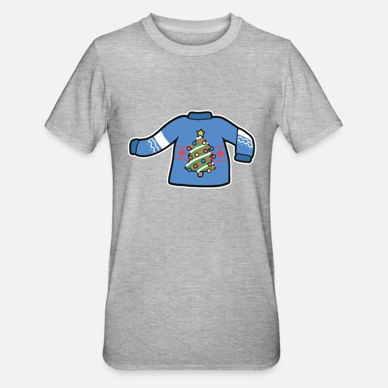 Weihnachtspullover - Unisex Polycotton T-Shirt - Grau meliert