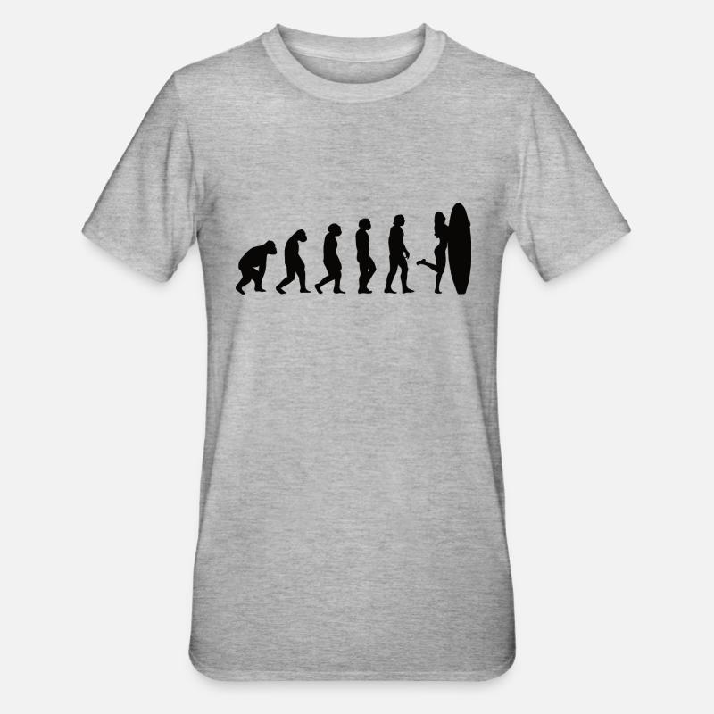 Surfer Surfboard Surf Evolution Surf - T-shirt polycoton Unisexe - gris chiné