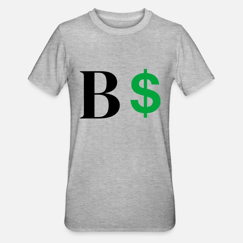 Buchstabe b Dollar - Unisex Polycotton T-Shirt - Grau meliert