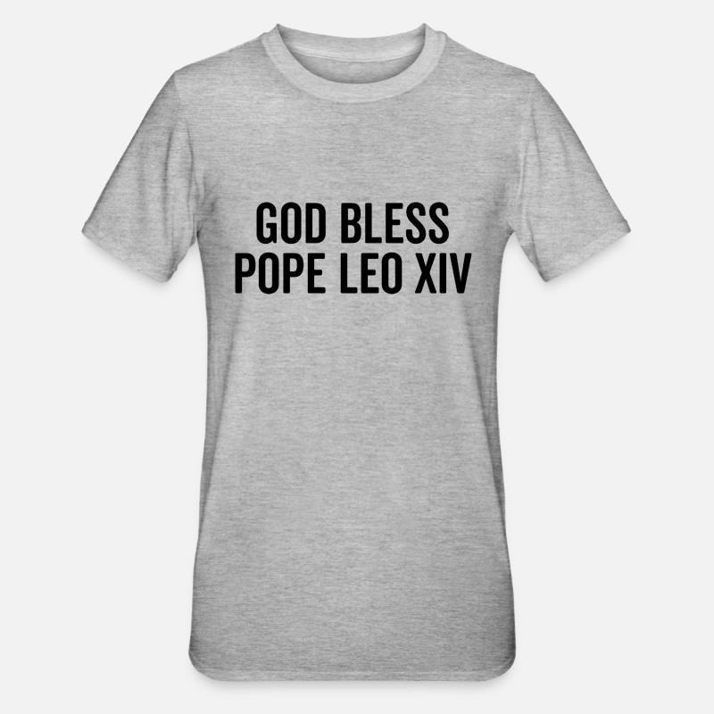 God Bless Pope Leo XIV - Unisex Polycotton T-Shirt - heather grey