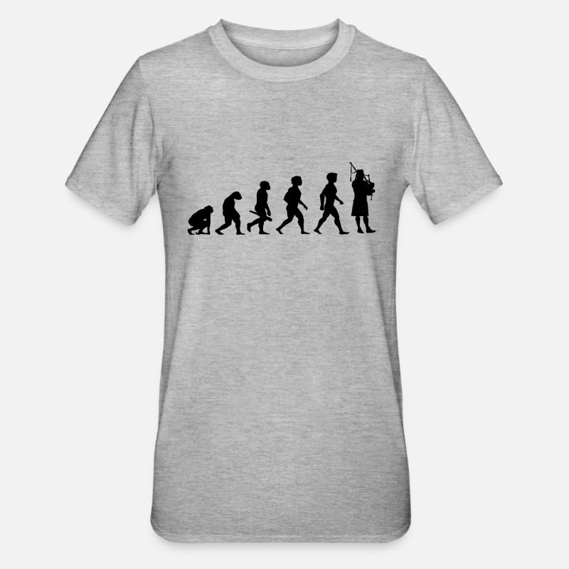 Evolution Dudelsack Dudelsackspieler Musiker - Unisex Polycotton T-Shirt - Grau meliert