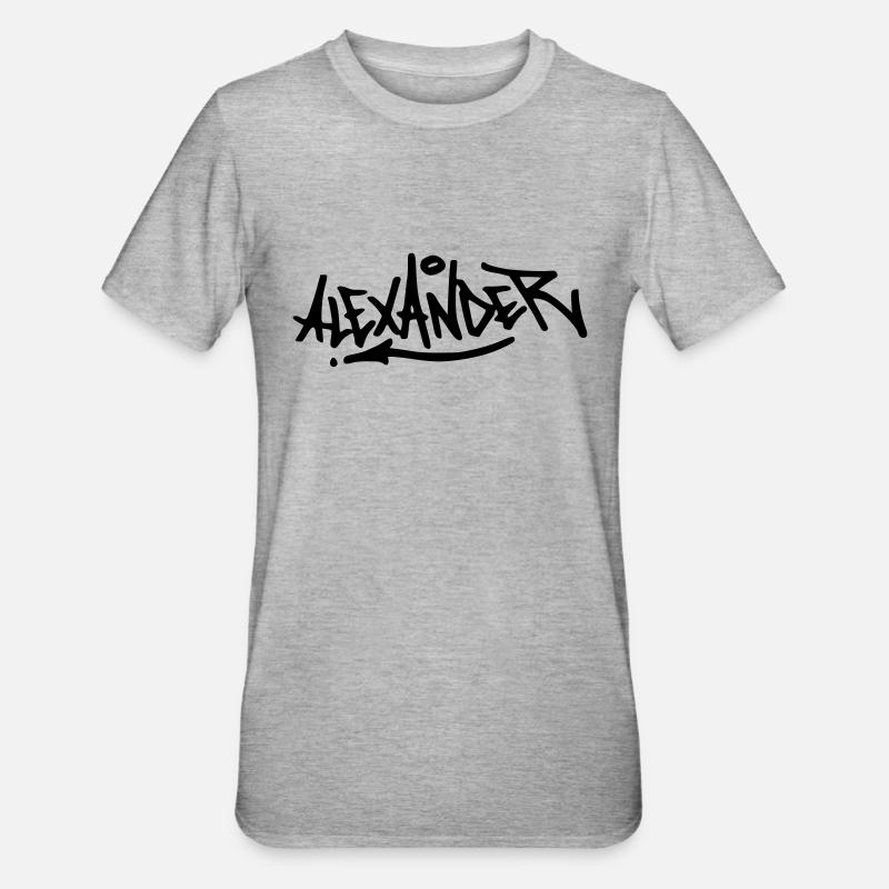 Graffiti Alexander - Unisex Polycotton T-Shirt - Grau meliert