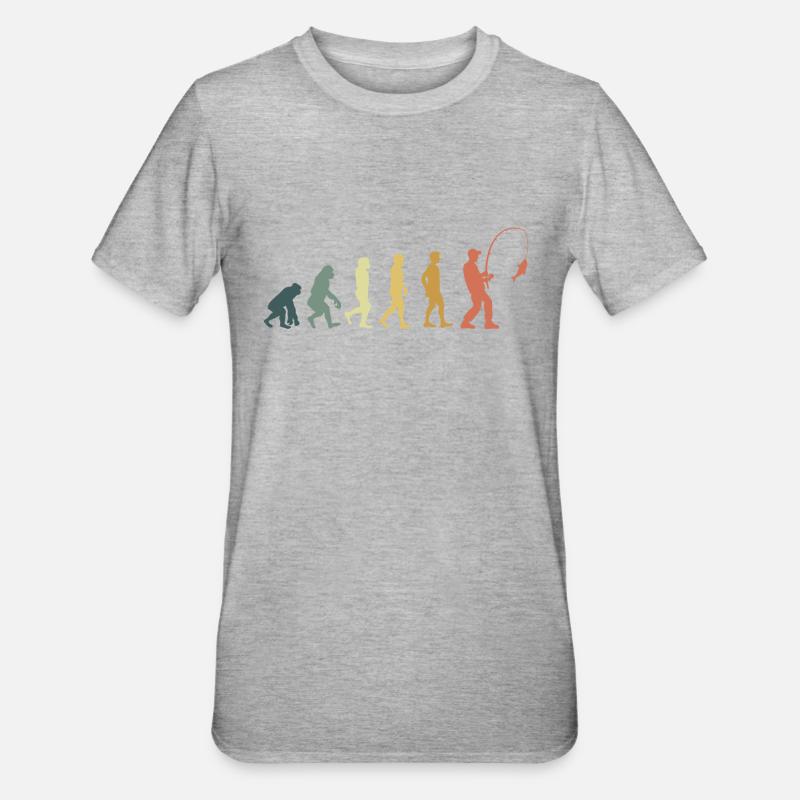 Evolution pêcheur - T-shirt polycoton Unisexe - gris chiné