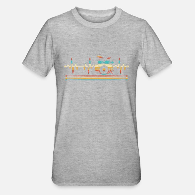 Evolution vers le batteur, j’aime les notes et la musique - T-shirt polycoton Unisexe - gris chiné