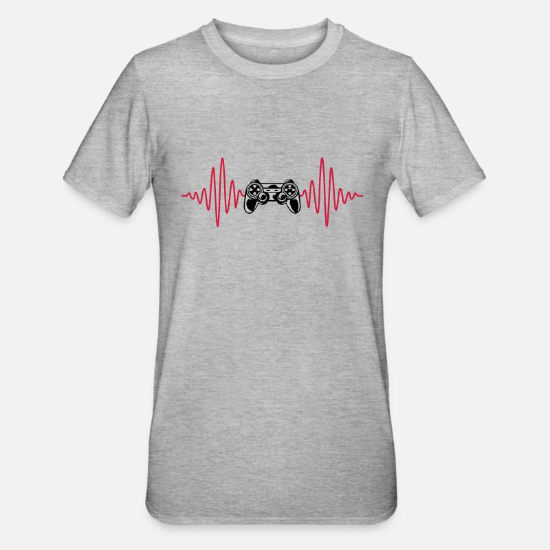 Puls Konsole Retro Controller - Unisex Polycotton T-Shirt - Grau meliert