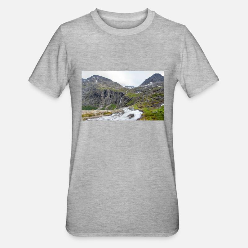 Trollstigen Tverelva Stigfossen Trollstigen - T-shirt polycoton Unisexe - gris chiné