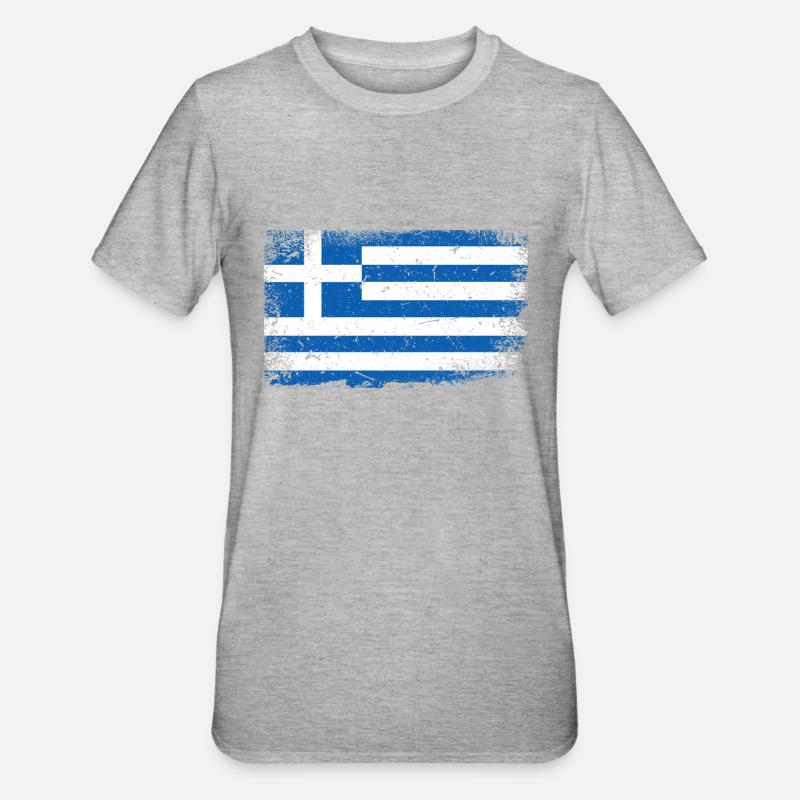 Drapeau de la grèce - T-shirt polycoton Unisexe - gris chiné