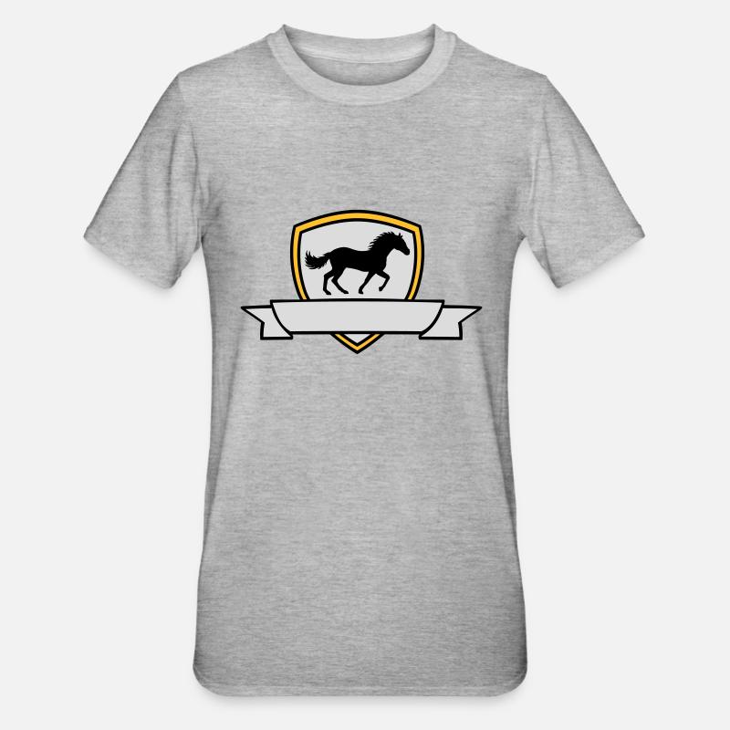 Bouclier d’armoiries du cheval Banner - T-shirt polycoton Unisexe - gris chiné