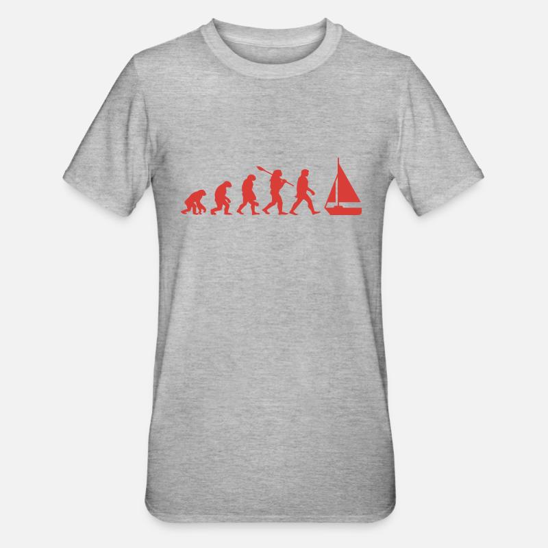 Évolution Voilier Bateau - T-shirt polycoton Unisexe - gris chiné