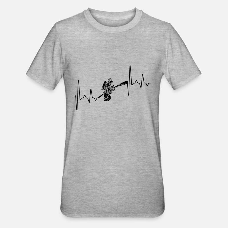 Fréquence cardiaque de pompier - T-shirt polycoton Unisexe - gris chiné