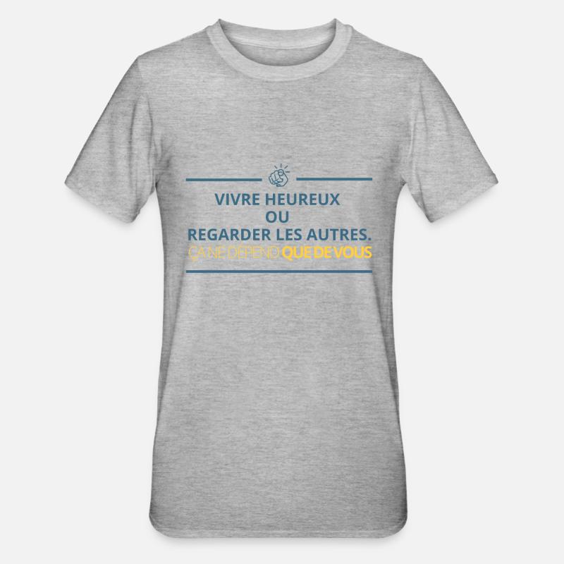 Glücklich leben oder andere beobachten... - Unisex Polycotton T-Shirt - Grau meliert