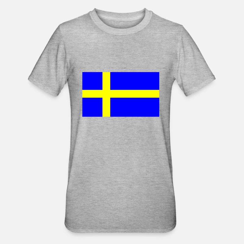 Suède, Suède, svenska, drapeau, drapeau - T-shirt polycoton Unisexe - gris chiné