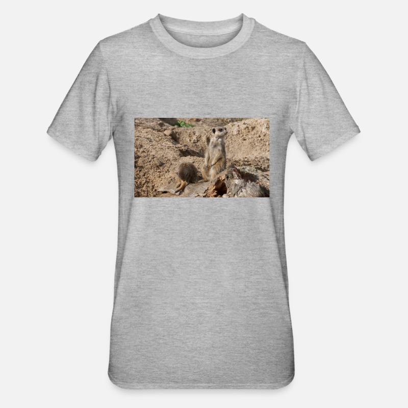 Zwei Erdmännchen - Unisex Polycotton T-Shirt - Grau meliert
