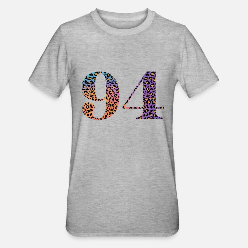 94e anniversaire léopard - T-shirt polycoton Unisexe - gris chiné