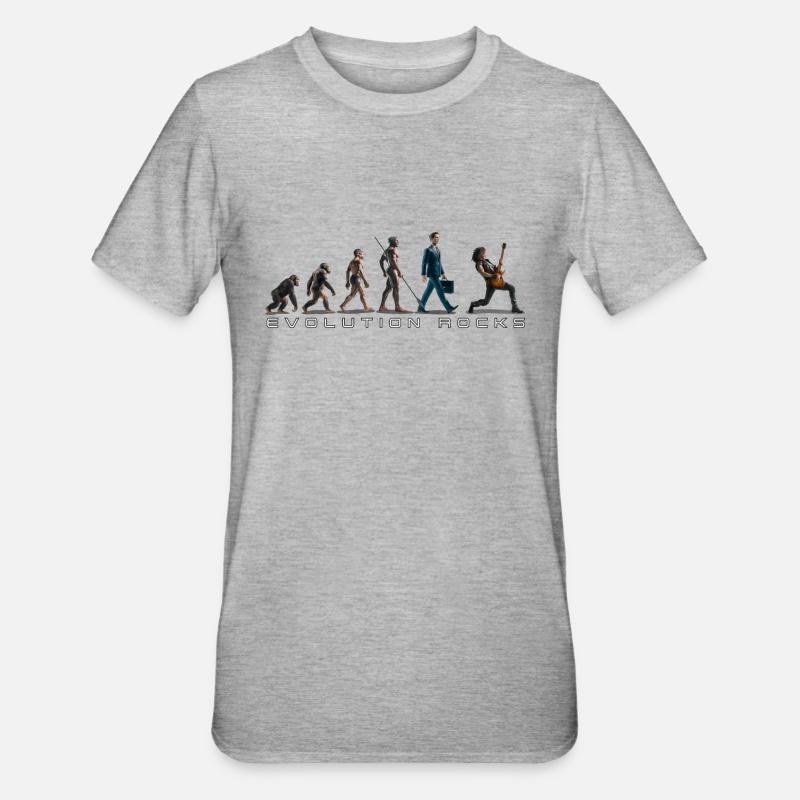Evolution Guitar Player - Unisex Polycotton T-Shirt - Grau meliert