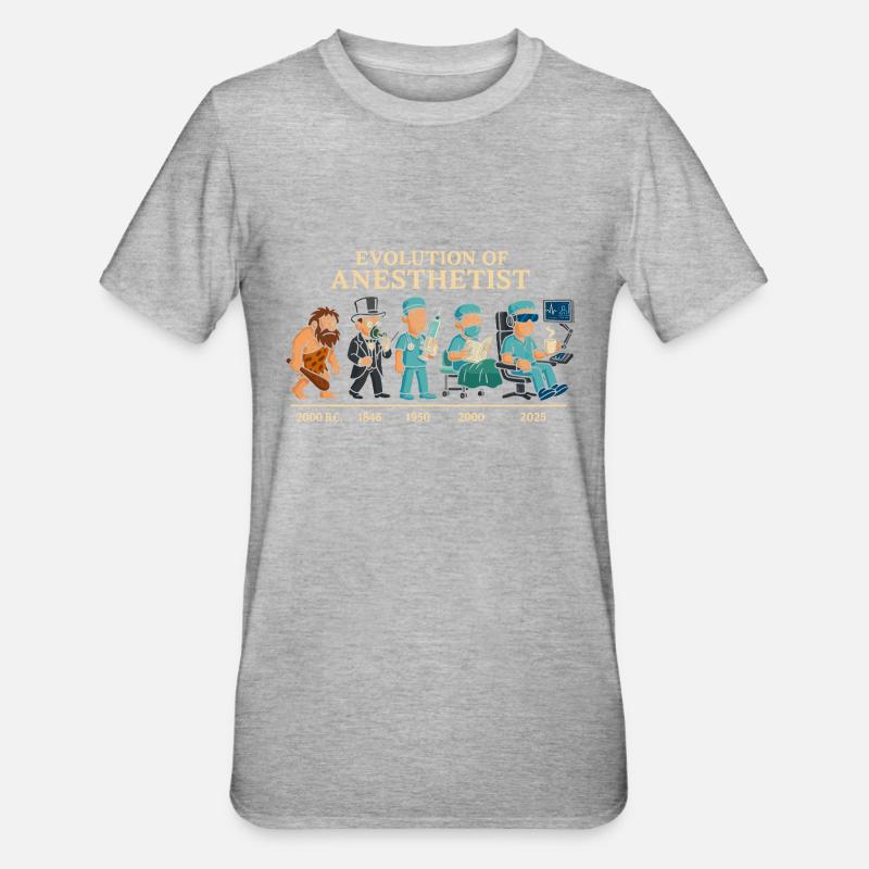 Evolution der Anästhesisten - Unisex Polycotton T-Shirt - Grau meliert
