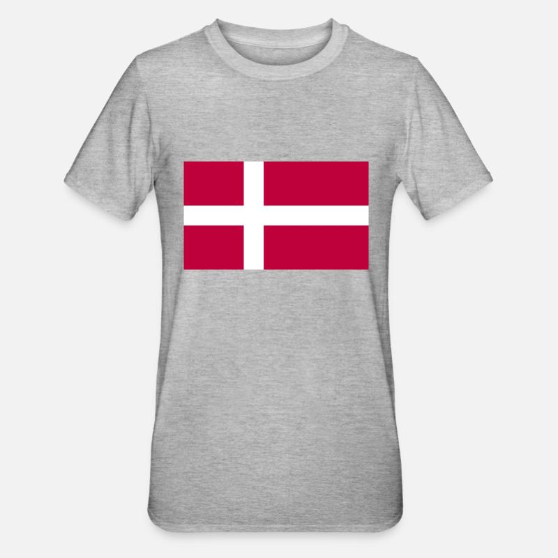 Danemark Drapeau danois Danmark Denmark - T-shirt polycoton Unisexe - gris chiné