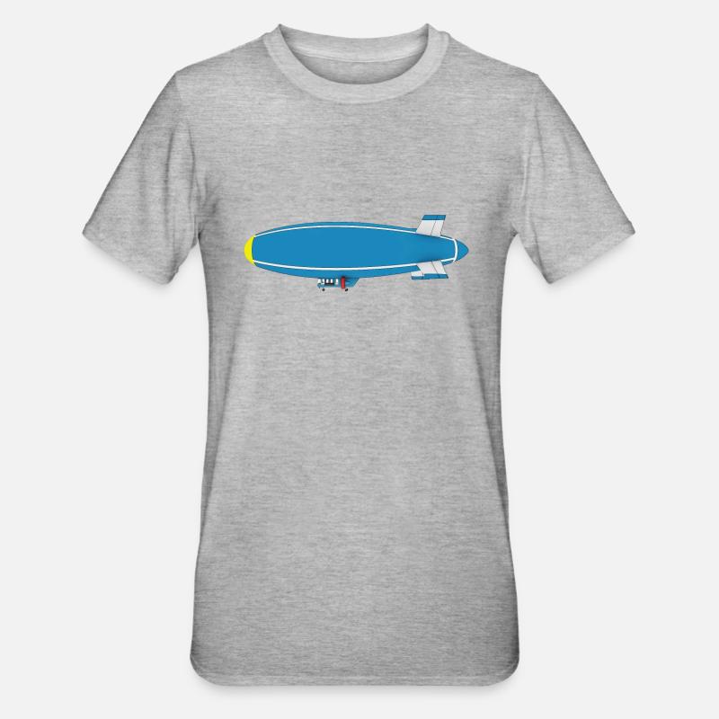 Dirigeable, Zeppelin, Vue latérale - T-shirt polycoton Unisexe - gris chiné