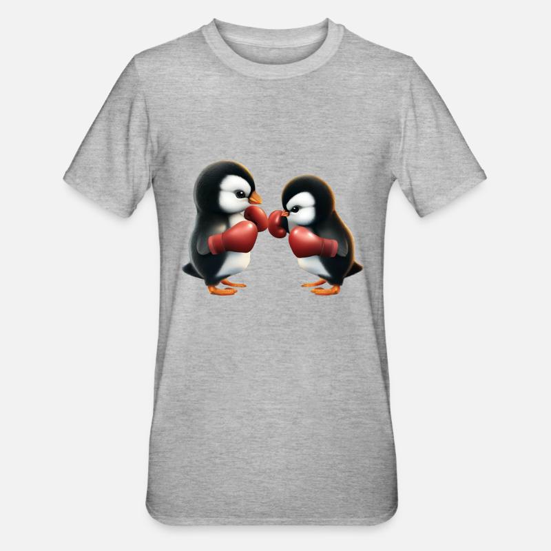 Pinguin Boxkampf - Unisex Polycotton T-Shirt - Grau meliert