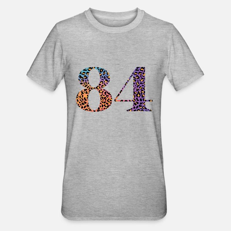 84e anniversaire léopard - T-shirt polycoton Unisexe - gris chiné