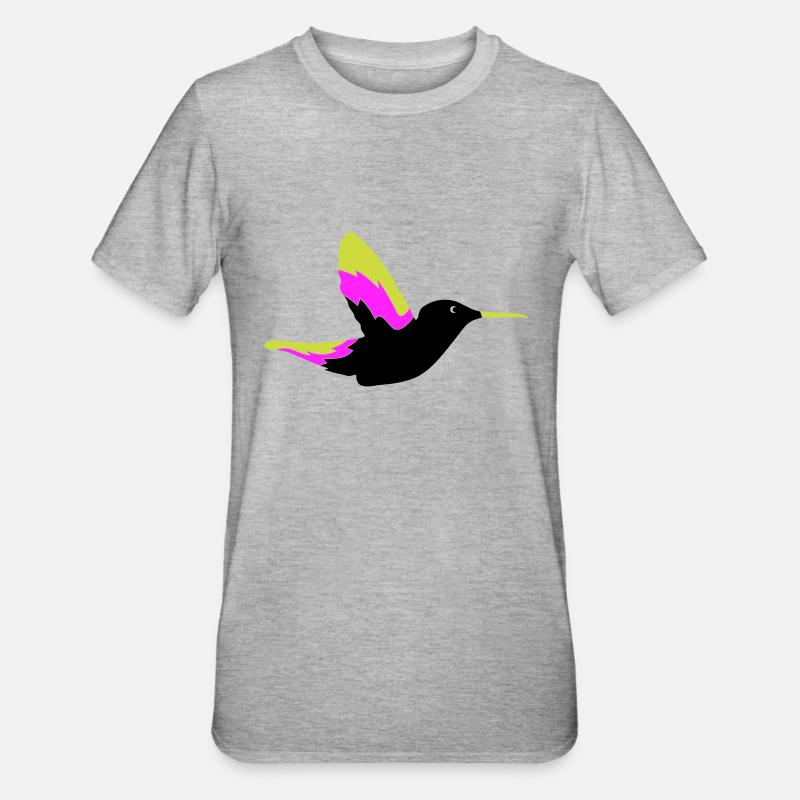 Colibri Oiseau 1 - T-shirt polycoton Unisexe - gris chiné
