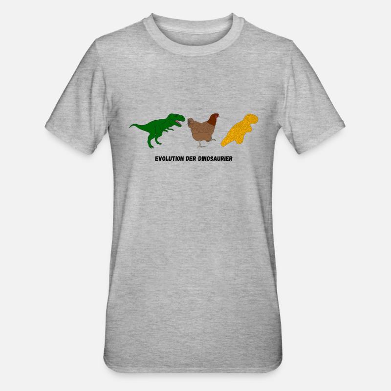 Evolution der Dinosaurier - Unisex Polycotton T-Shirt - Grau meliert