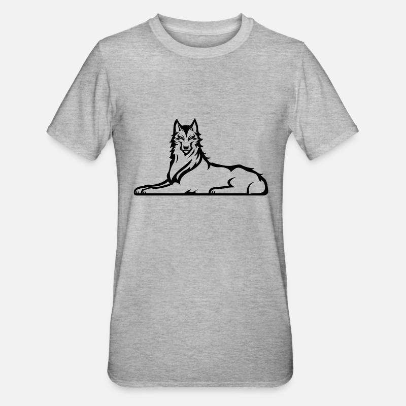 Tschetschenischer Wolf - Unisex Polycotton T-Shirt - Grau meliert
