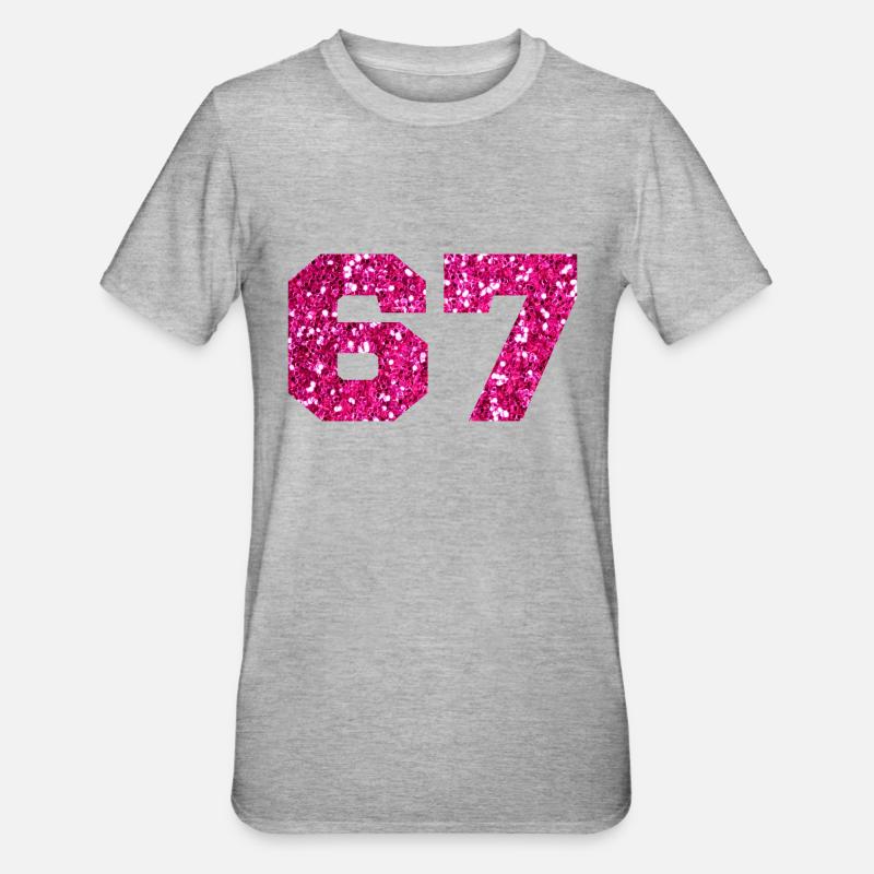 Numero 67 Glitter Rosa - 67° Compleanno - Maglietta unisex, mix cotone e poliestere - grigio melange
