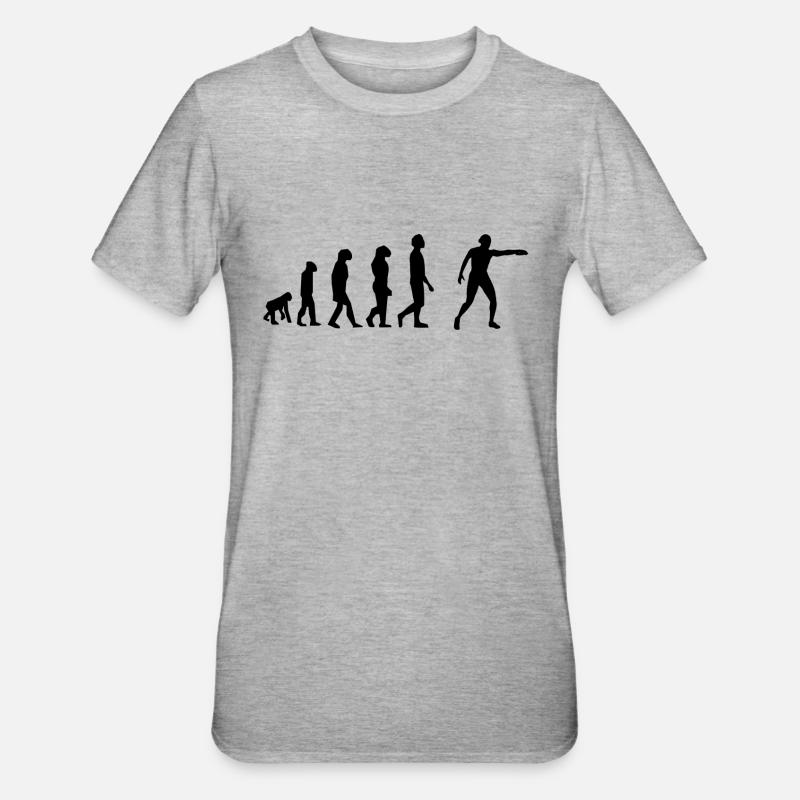 Discus Throw Evolution - Unisex Polycotton T-Shirt - heather grey