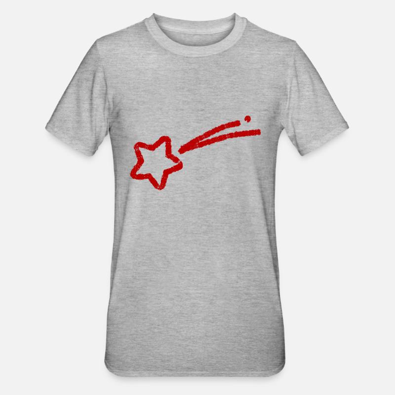 handgezeichnete Sternschnuppe - Unisex Polycotton T-Shirt - Grau meliert