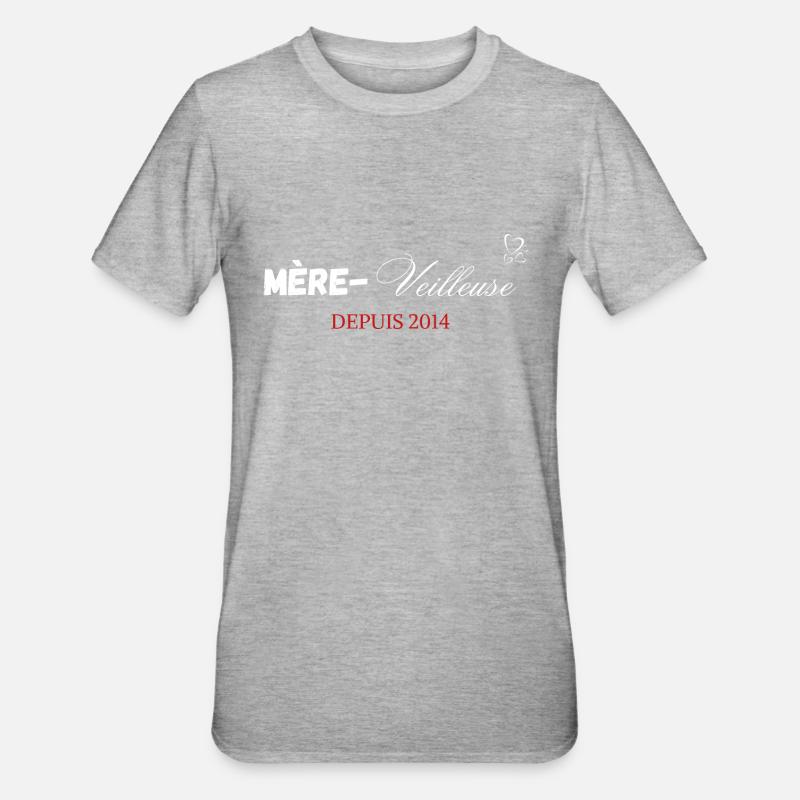 Mère veilleuse depuis 2014 - T-shirt polycoton Unisexe - gris chiné