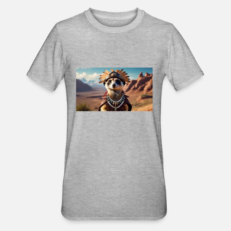 Indianer Erdmännchen - Unisex Polycotton T-Shirt - Grau meliert