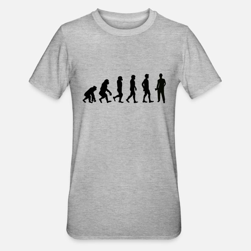Evolution Bauarbeiter schwarz - Unisex Polycotton T-Shirt - Grau meliert