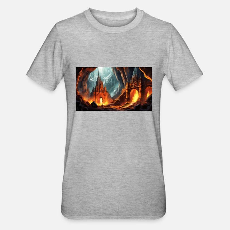 wunderschöne mythische Orte – Avalon - Unisex Polycotton T-Shirt - Grau meliert