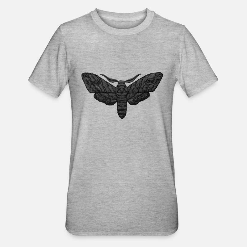 Black Moth – Mystical Embroidered Pattern - Unisex Polycotton T-Shirt - heather grey