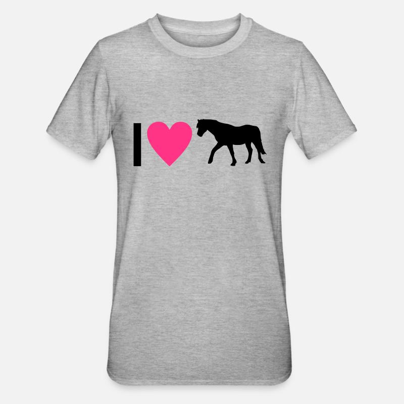 Pferd - Unisex Polycotton T-Shirt - Grau meliert