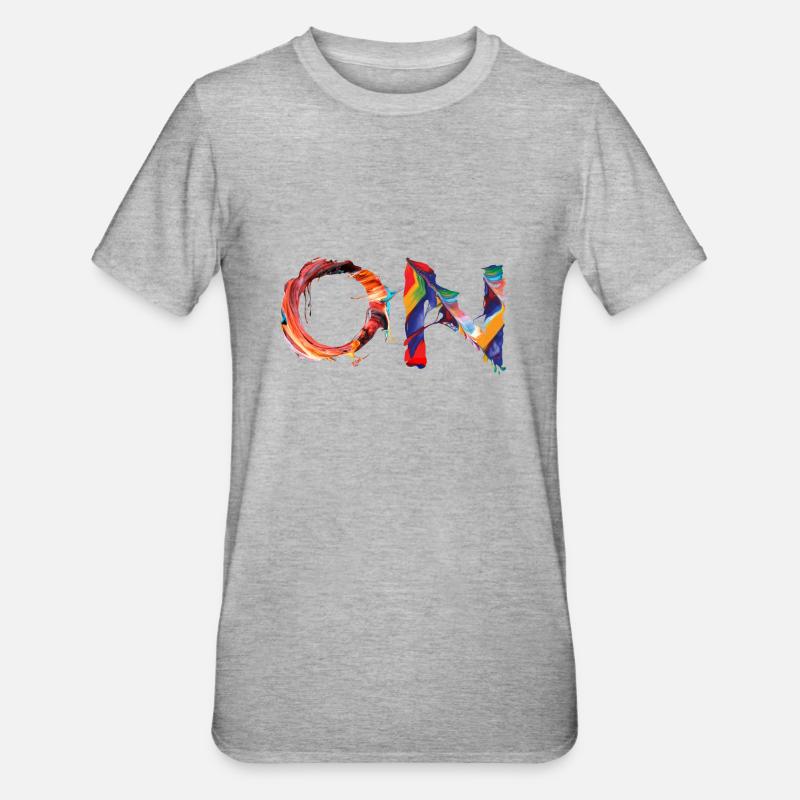 ON – Abstraktes Farbdesign mit Statement-Power - Unisex Polycotton T-Shirt - Grau meliert