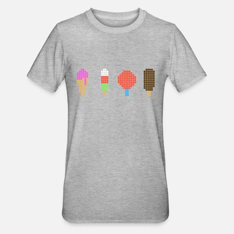 Pixel Eis - Retro Eiscreme - Unisex Polycotton T-Shirt - heather grey