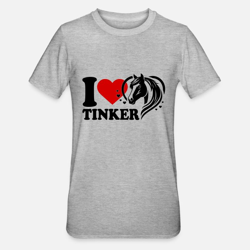 I love Pferd Tinker - Unisex Polycotton T-Shirt - Grau meliert