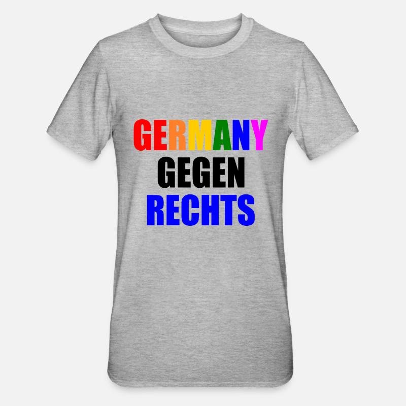 Germany gegen rechts - Unisex Polycotton T-Shirt - Grau meliert